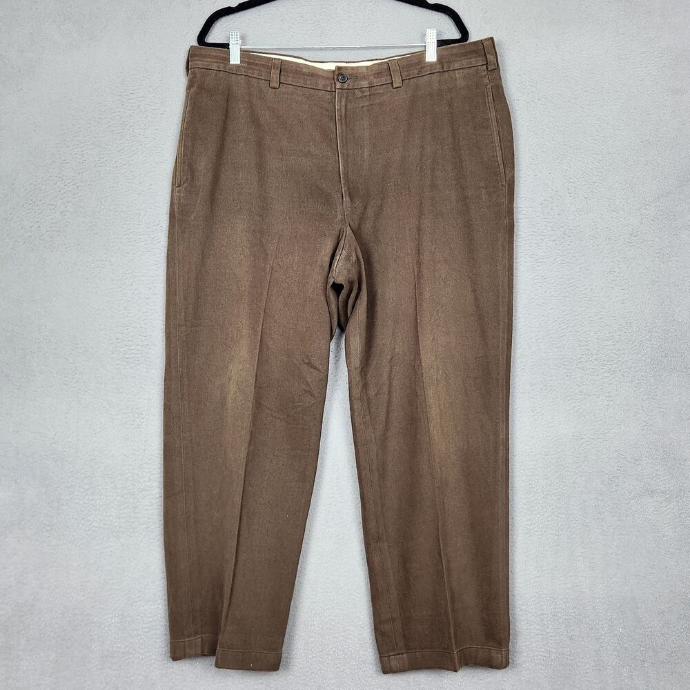 Brooks Brothers Hudson Pants Mens 40x27 Brown Cotton Chino Flat Front Vintage